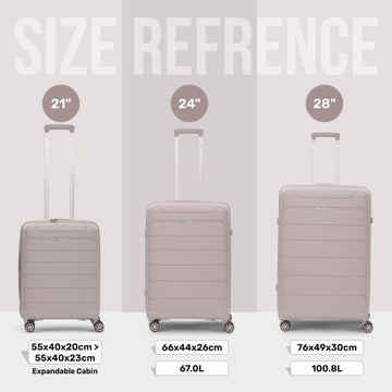 Aerolite Premium PP 3-Piece Luggage Set, Lightweight Polypropylene Hard Shell Suitcases with 4 Dual Spinner Wheels & TSA Lock, Expandable Cabin (21”), Medium (24”), Large (28”), Expandable Carry-On Case Included – Cream